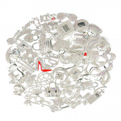 50pcs alloy silver clear ab charms D00006