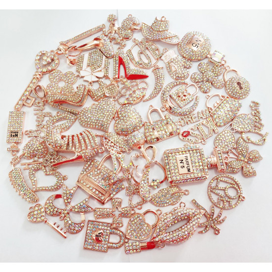 50pcs alloy ROSE GOLD clear ab charms D00007