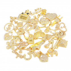 35pcs mixed clear gold charms set D000016